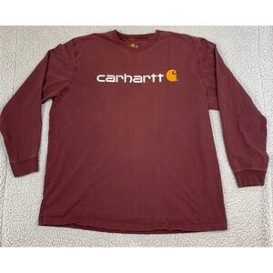 Men's Carhartt Long Sleeve Pocket T Shirt / Maroon / 2XL Original Fit